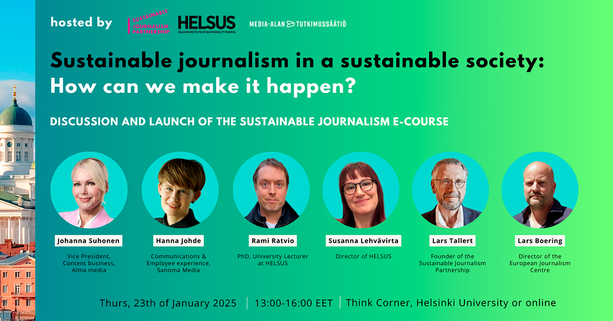 Sustainable journalism in a sustainable society – how can we make it happen? event on January 23rd